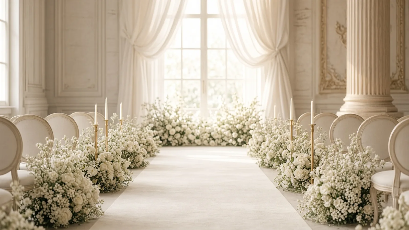Decoración floral marfil